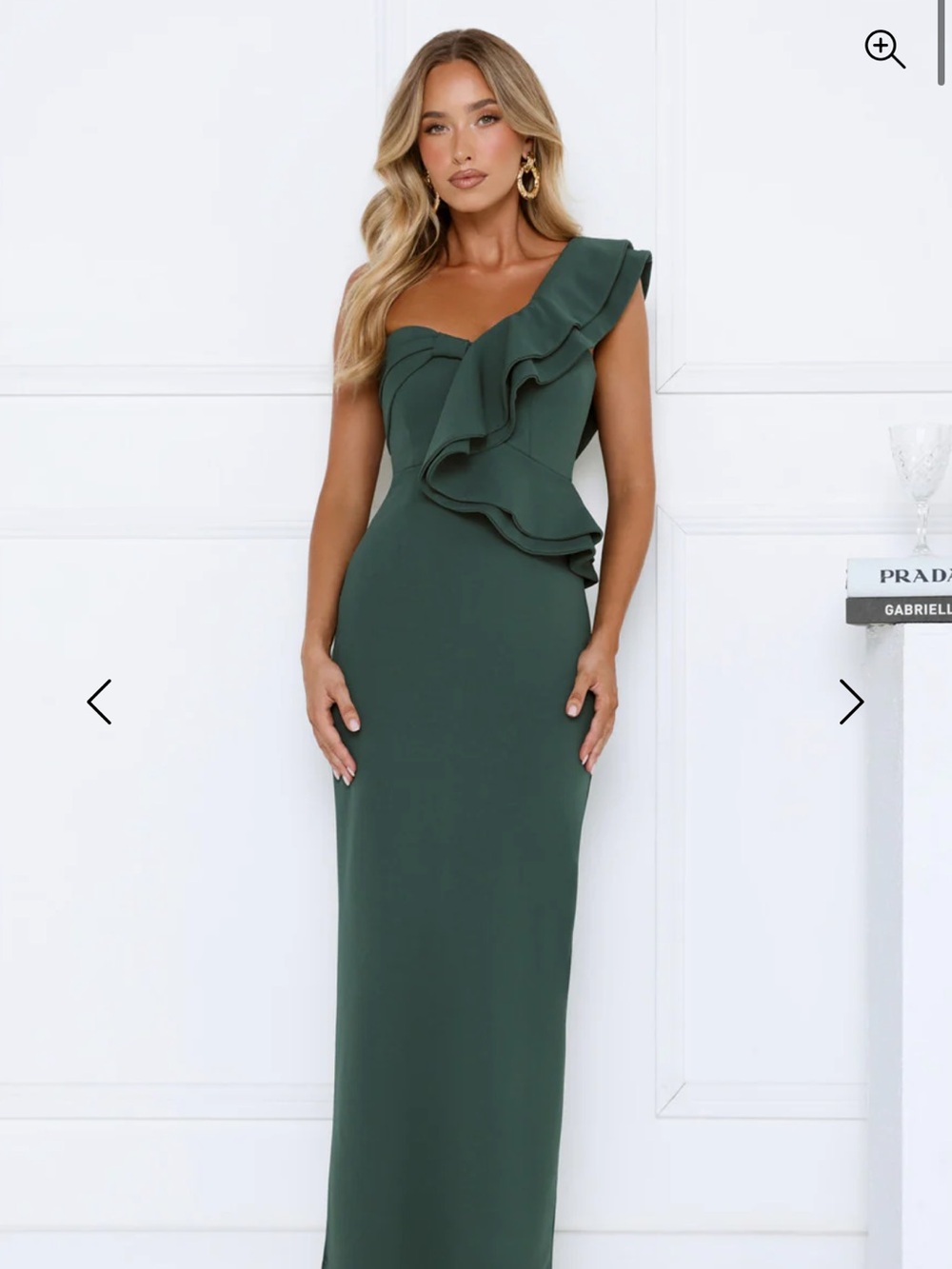 One-Shoulder Ruffle Evening Gown - green - Picture 2 of 4